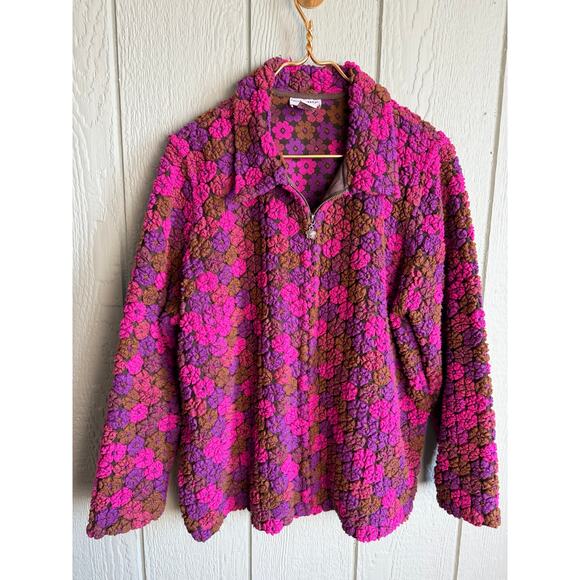 Vintage 90s Breckenridge Textured Floral Zip-Up Jacket, 2X - Picture 1 of 6